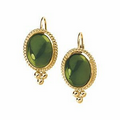 14K Yellow 10x8 Cab Genuine Jade Lever Back Earrings